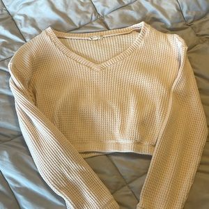 altar’d state long sleeve cropped pink waffle shirt